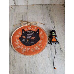 Halloween unique black‎ cat pull strong witch ornament Xmas set
